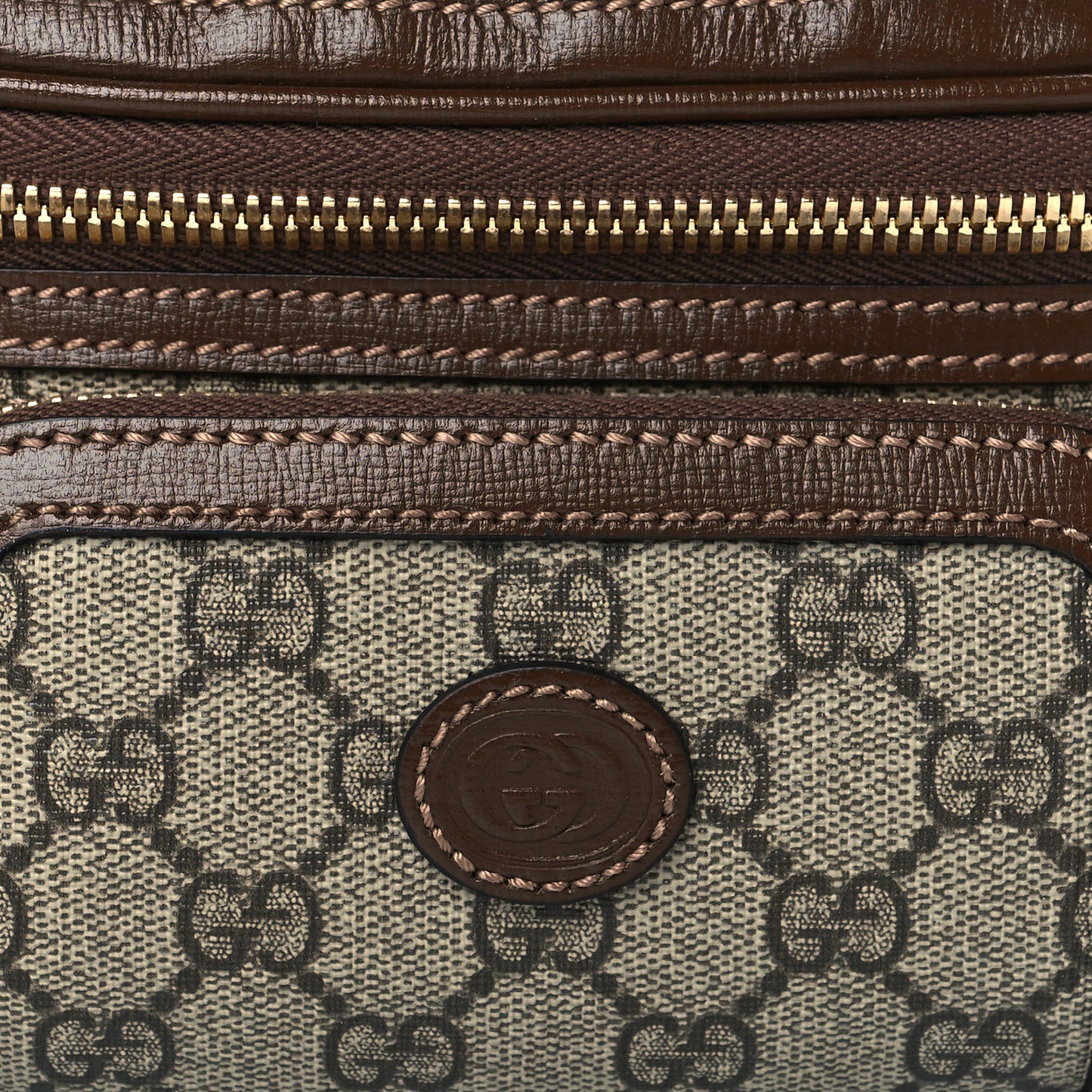 GG Supreme Monogram Textured Calfskin Retro Interlocking G Belt Bag Beige Ebony Brown Sugar