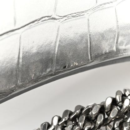 Balenciaga Metallic Calfskin Crocodile Embossed Hourglass Chain Bag Silver Silver 10 of 10