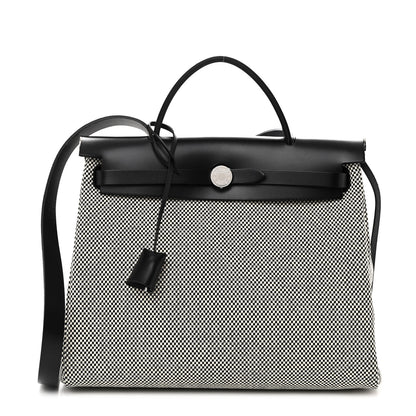 Hermes Vache Hunter Criss Viking Herbag Zip Retourne 31 PM Ecru Black 1 of 11