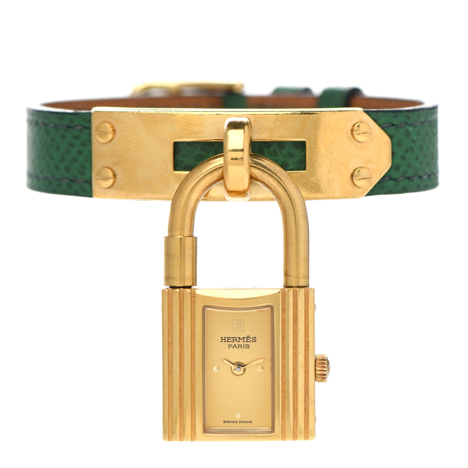 Hermes Stainless Steel Courchevel 20mm Kelly Cadena Quartz Watch Vert Clair 1 of 4