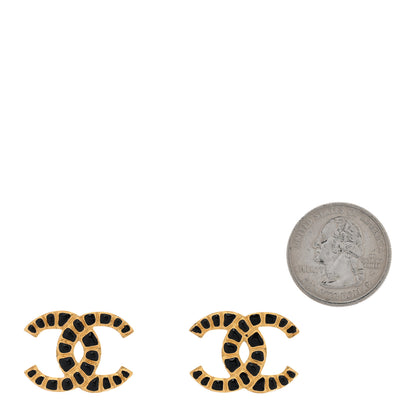 Chanel Resin Along The Nile CC Earrings Gold Black 2 of 5