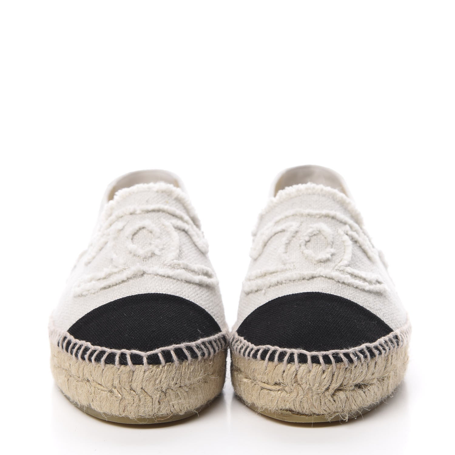 Chanel Linen CC Espadrilles 38 Beige Black 2 of 10