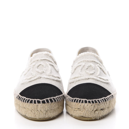 Chanel Linen CC Espadrilles 38 Beige Black 2 of 10