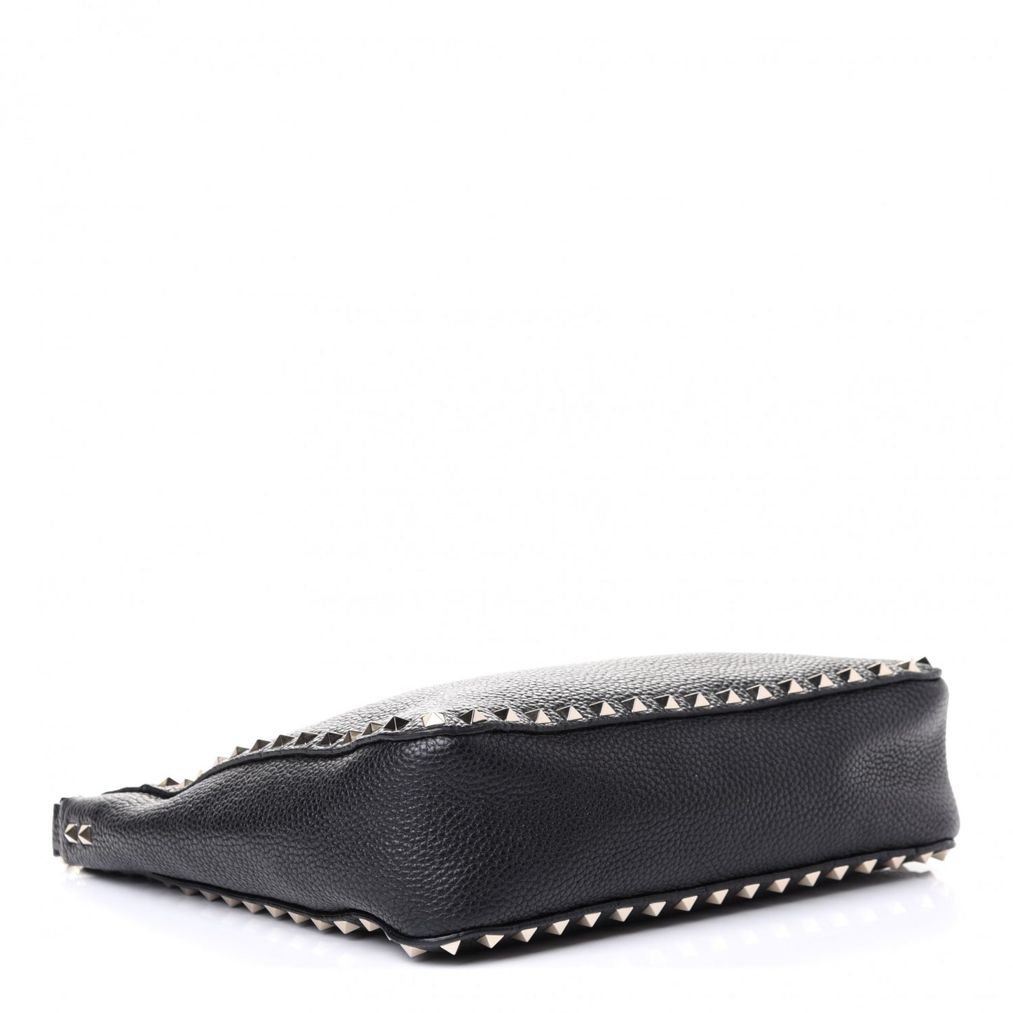 Pebbled Calfskin Small Rockstud Flip-Lock Messenger Bag Black