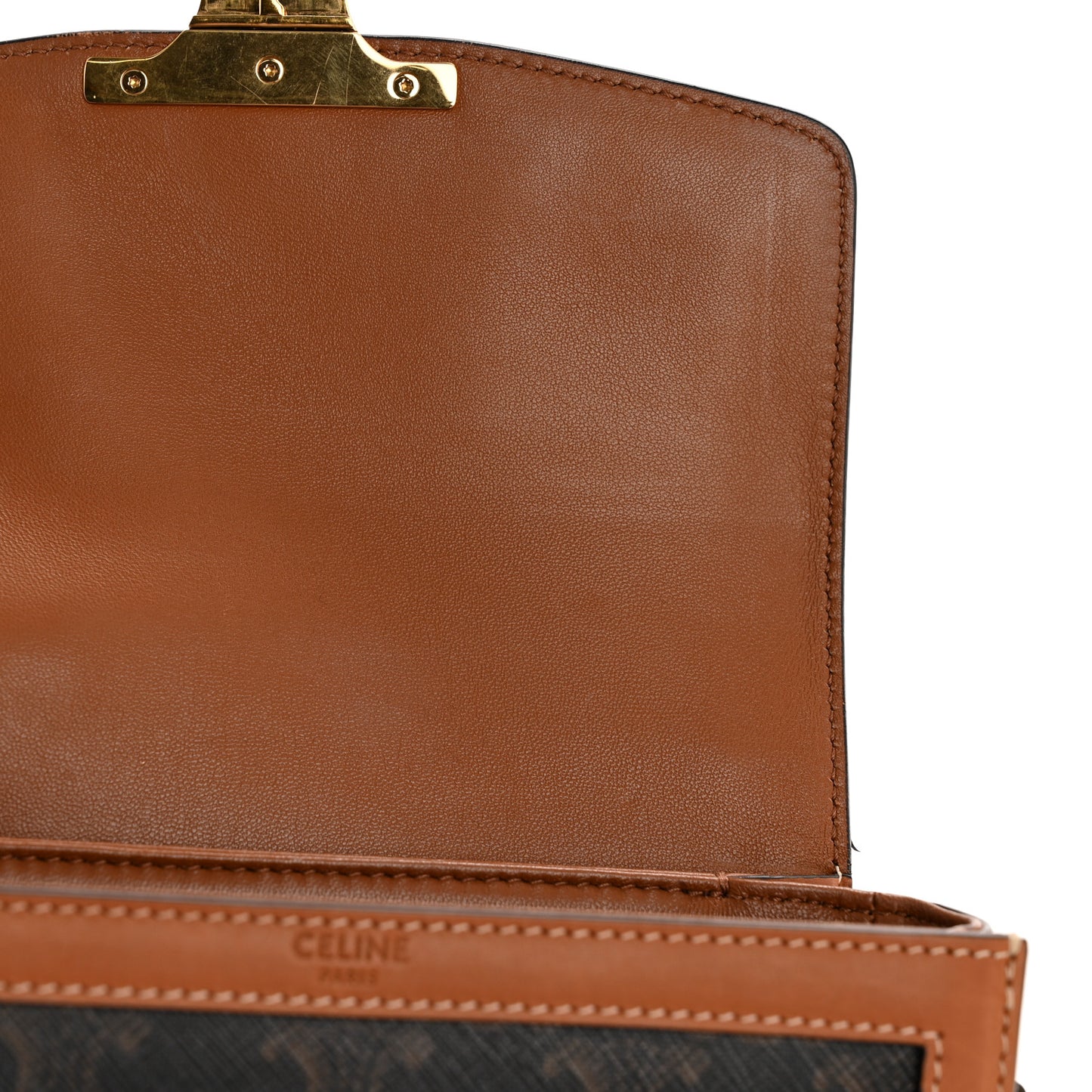 Calfskin Triomphe Canvas Teen Triomphe Bag Tan