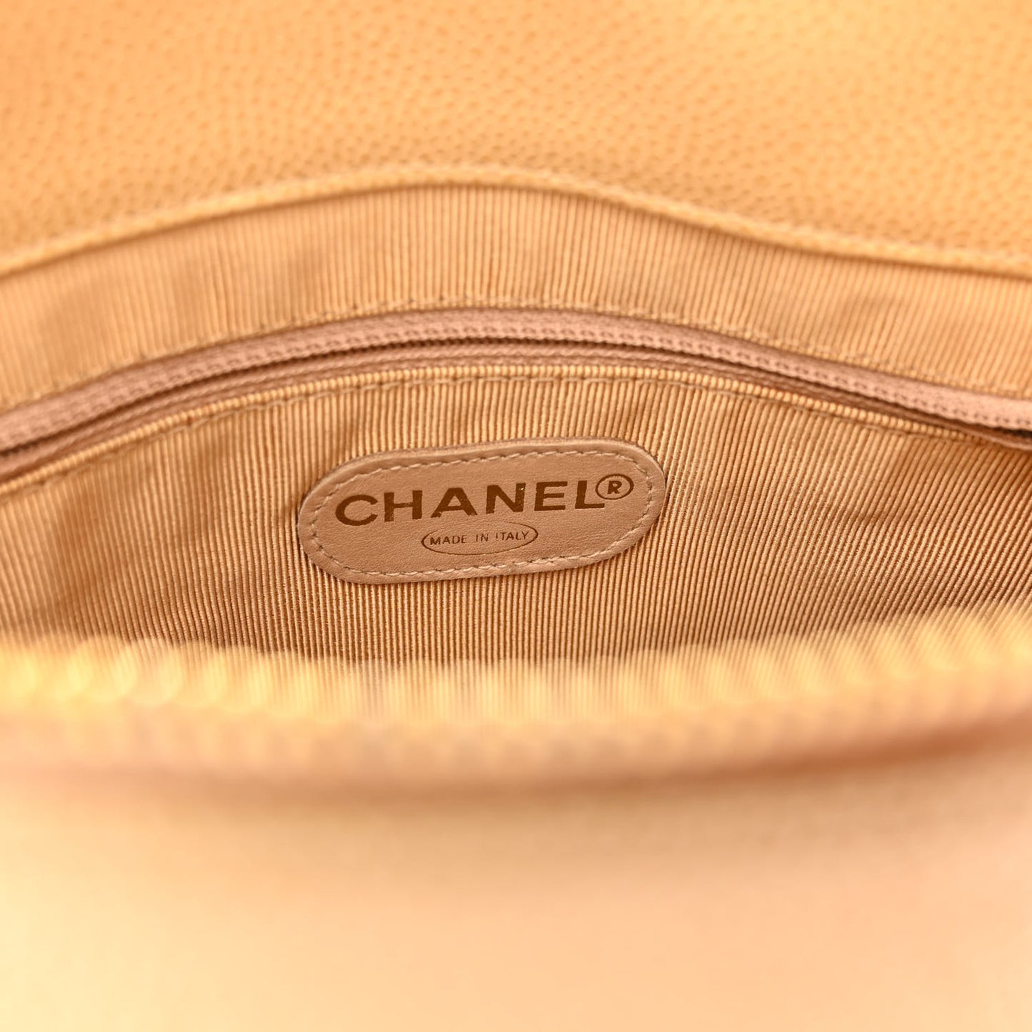 Caviar Logo Shoulder Bag Beige