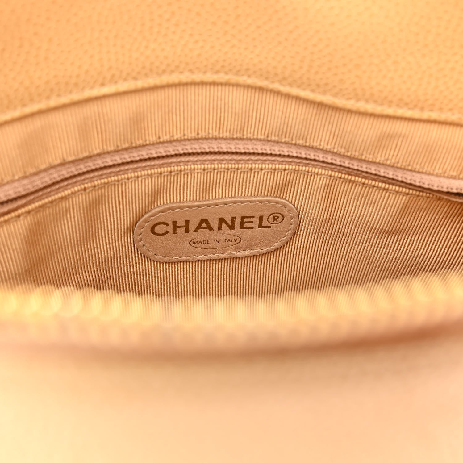 Chanel Caviar Logo Shoulder Bag Beige 6 of 13