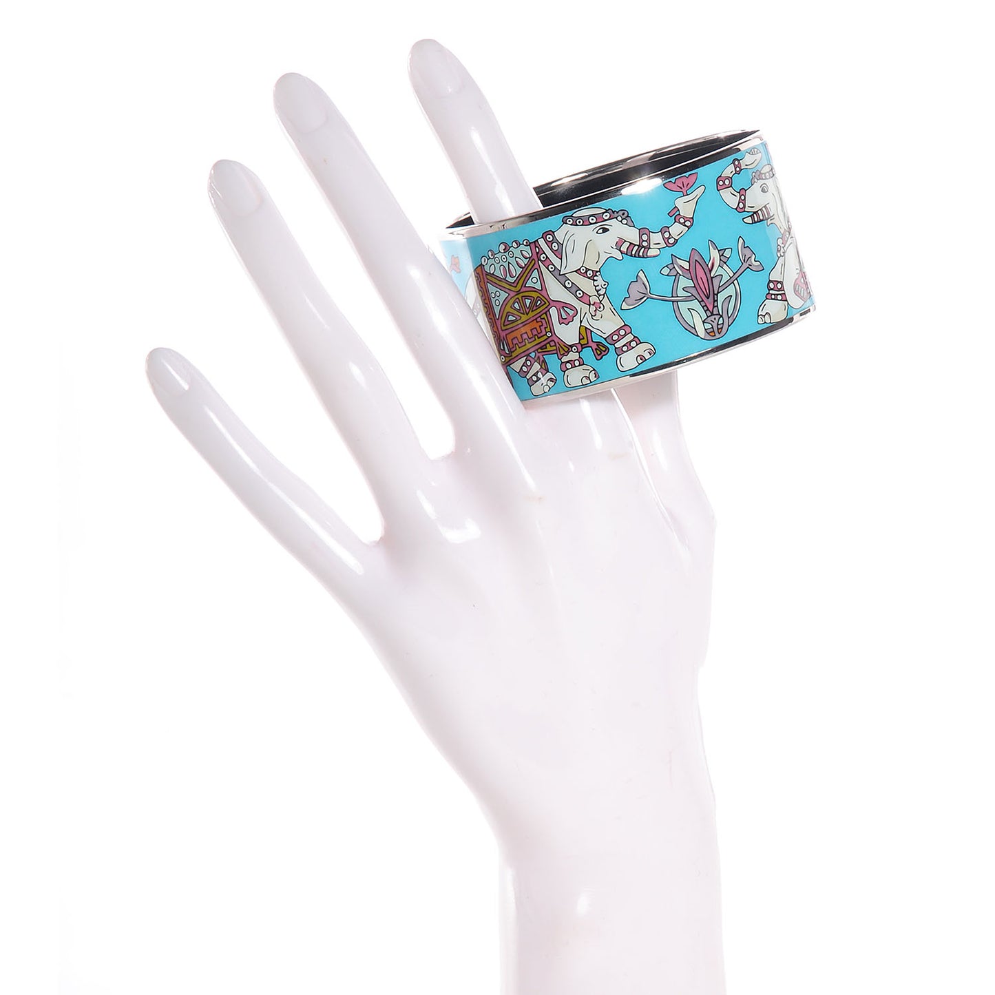 Enamel Printed Elephant Torana Extra Wide Bracelet 65