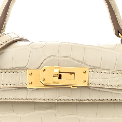 Hermes Matte Alligator Mini Kelly Sellier 20 Beton 8 of 15