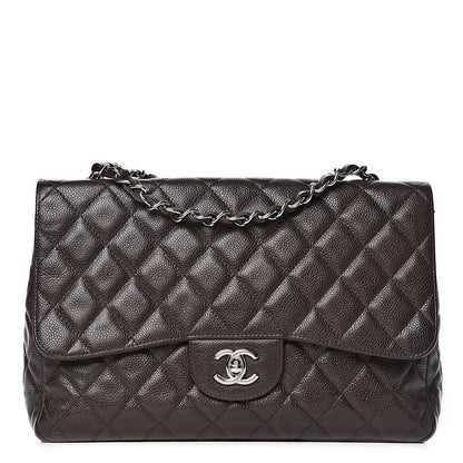 Chanel Caviar Quilted Jumbo Single Flap Dark Brown 1 of 11