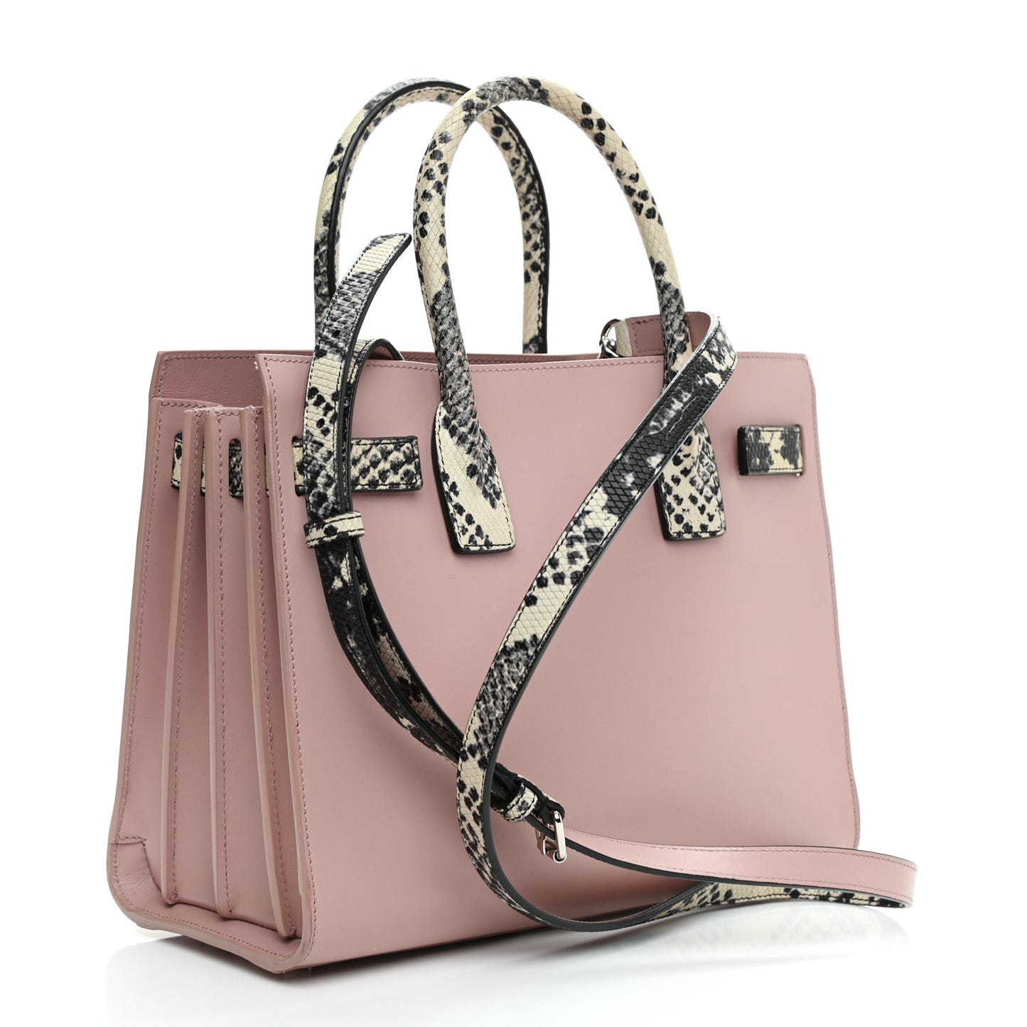 Calfskin Embossed Python Baby Sac De Jour Powder Pink