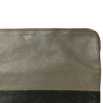 Celine Smooth Lambskin Bi-Color Solo Clutch Pouch Army Green 13 of 32