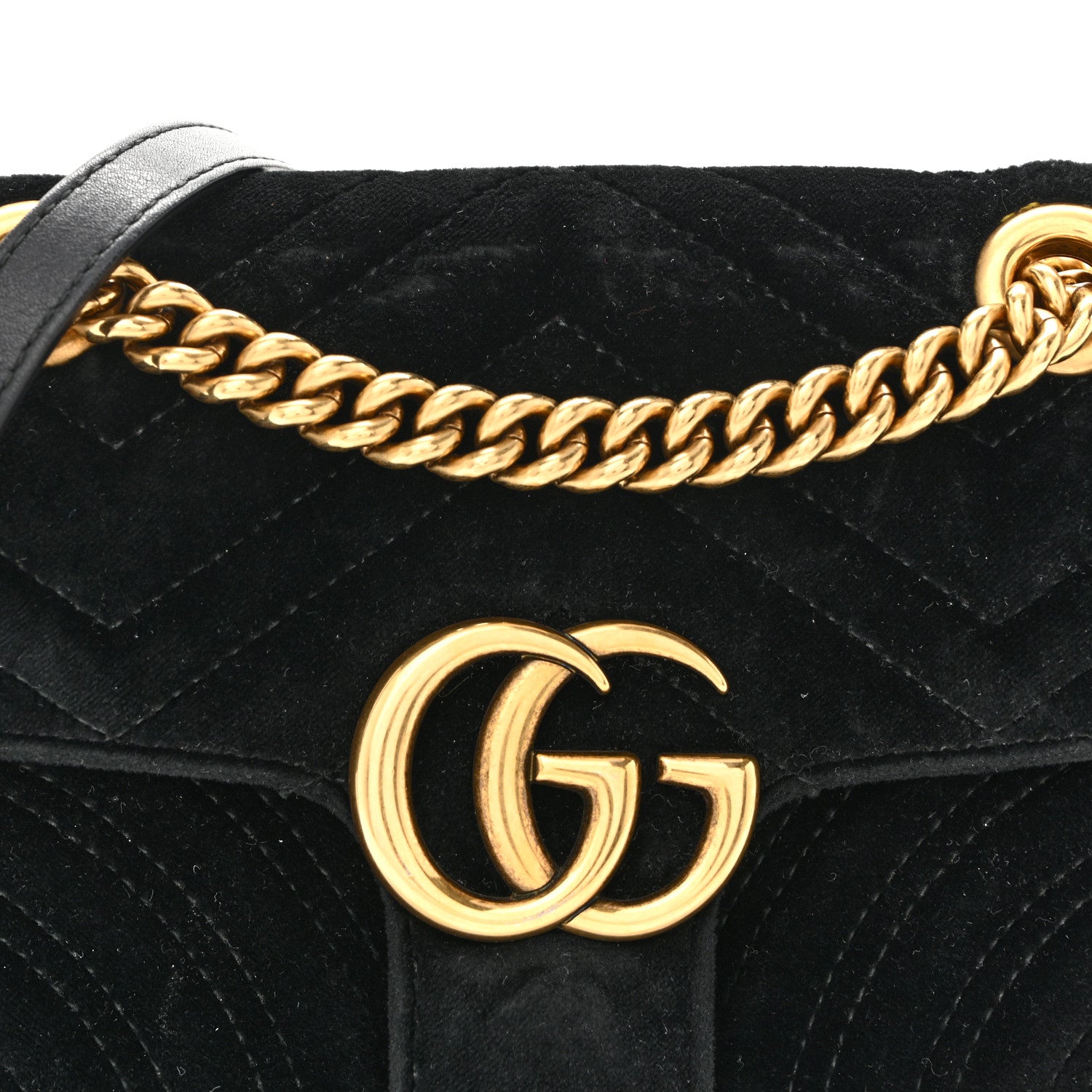 Gucci Velvet Matelasse Mini GG Marmont Shoulder Bag Black 8 of 14