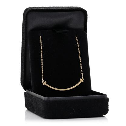 Tiffany 18K Yellow Gold Small T Smile Pendant Necklace 5 of 5