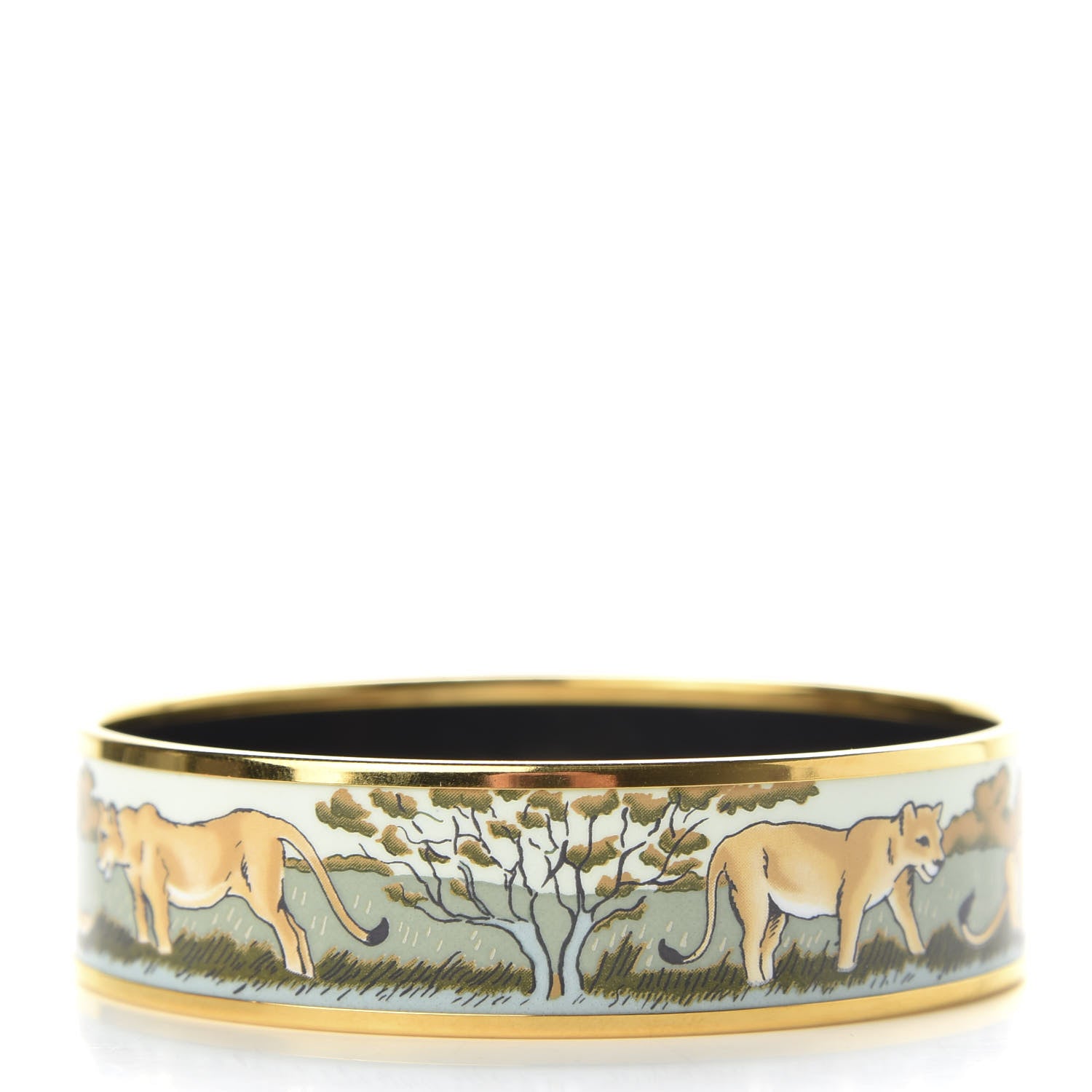Hermes Enamel Printed Pride of Lions Wide Bracelet 70 6 of 7