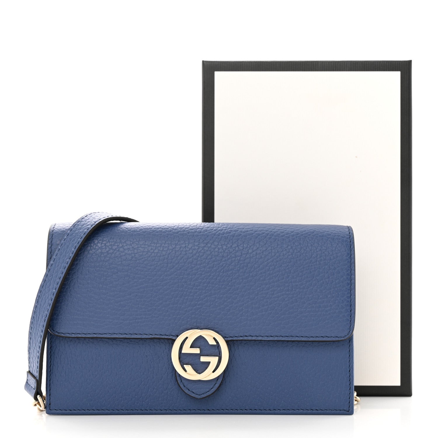 Gucci Dollar Calfskin Interlocking G Chain Wallet Caspian 10 of 10