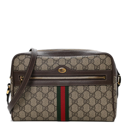 Gucci GG Supreme Monogram Web Small Ophidia Shoulder Bag Brown 1 of 14