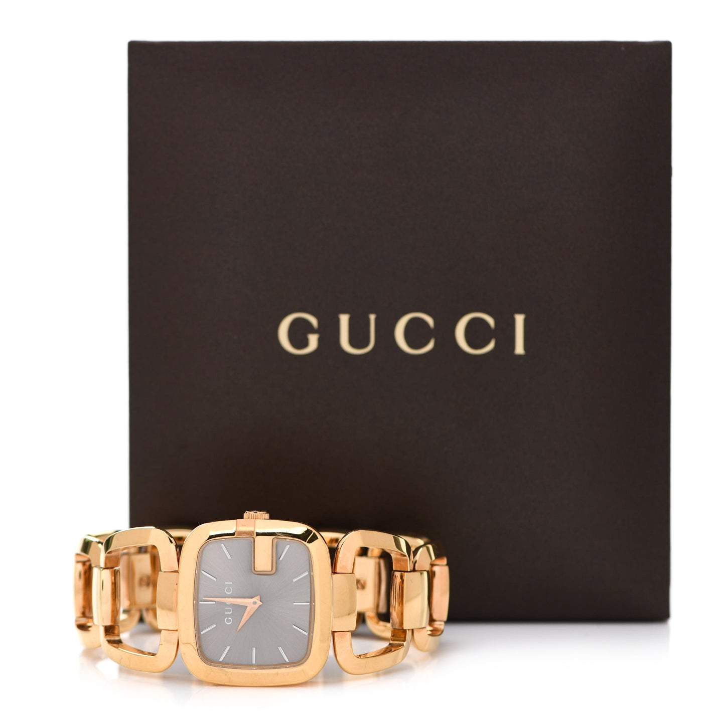 Stainless Steel 32mm G-Gucci Square Quartz Watch Brown