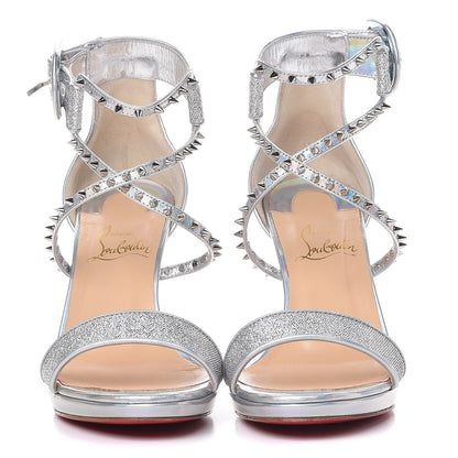 Christian Louboutin Lurex Specchio Choca Lux 100 Sandals 36.5 Silver 2 of 10