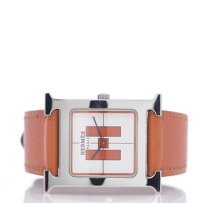 Hermes Stainless Steel Swift 26mm Heure H Hour Quartz Watch Orange 2 of 5