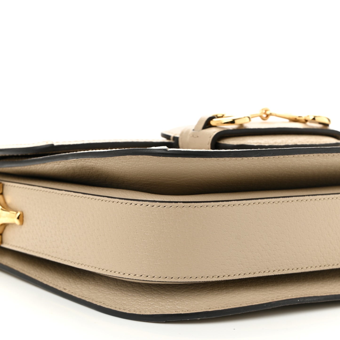 GG Supreme Monogram Textured Dollar Calfskin Horsebit 1955 Shoulder Bag Beige Mystic White Oatmeal