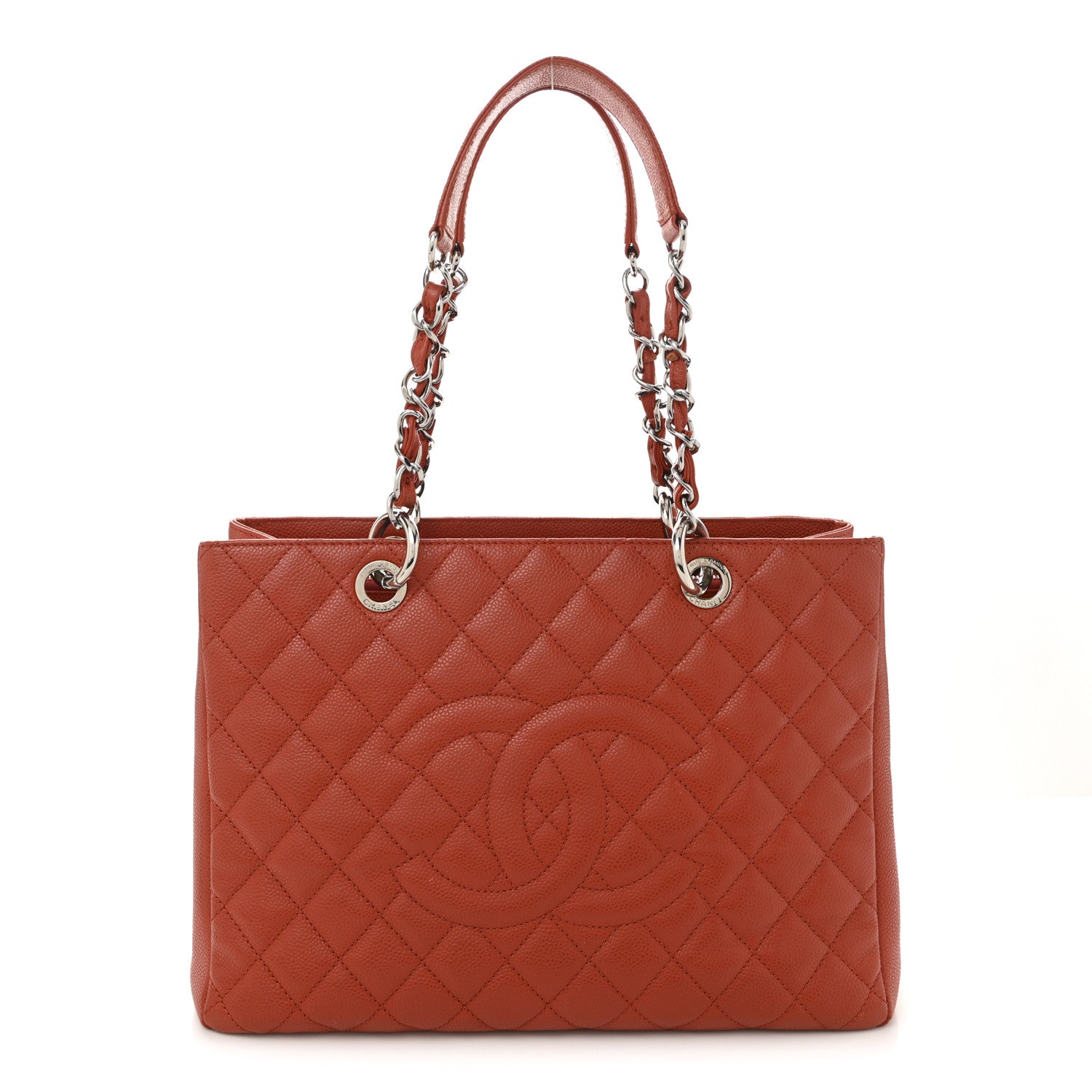 Chanel Caviar Quilted Grand Shopping Tote GST Red 1 of 10