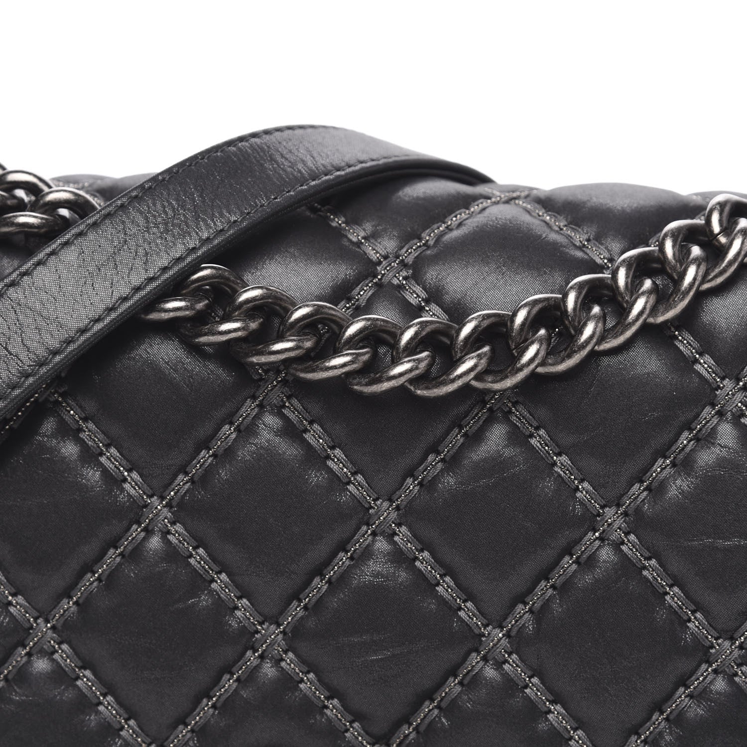 Chanel Iridescent Calfskin Embellished Double Stitch Medium Boy Flap Black 10 of 11