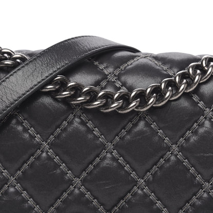 Chanel Iridescent Calfskin Embellished Double Stitch Medium Boy Flap Black 10 of 11