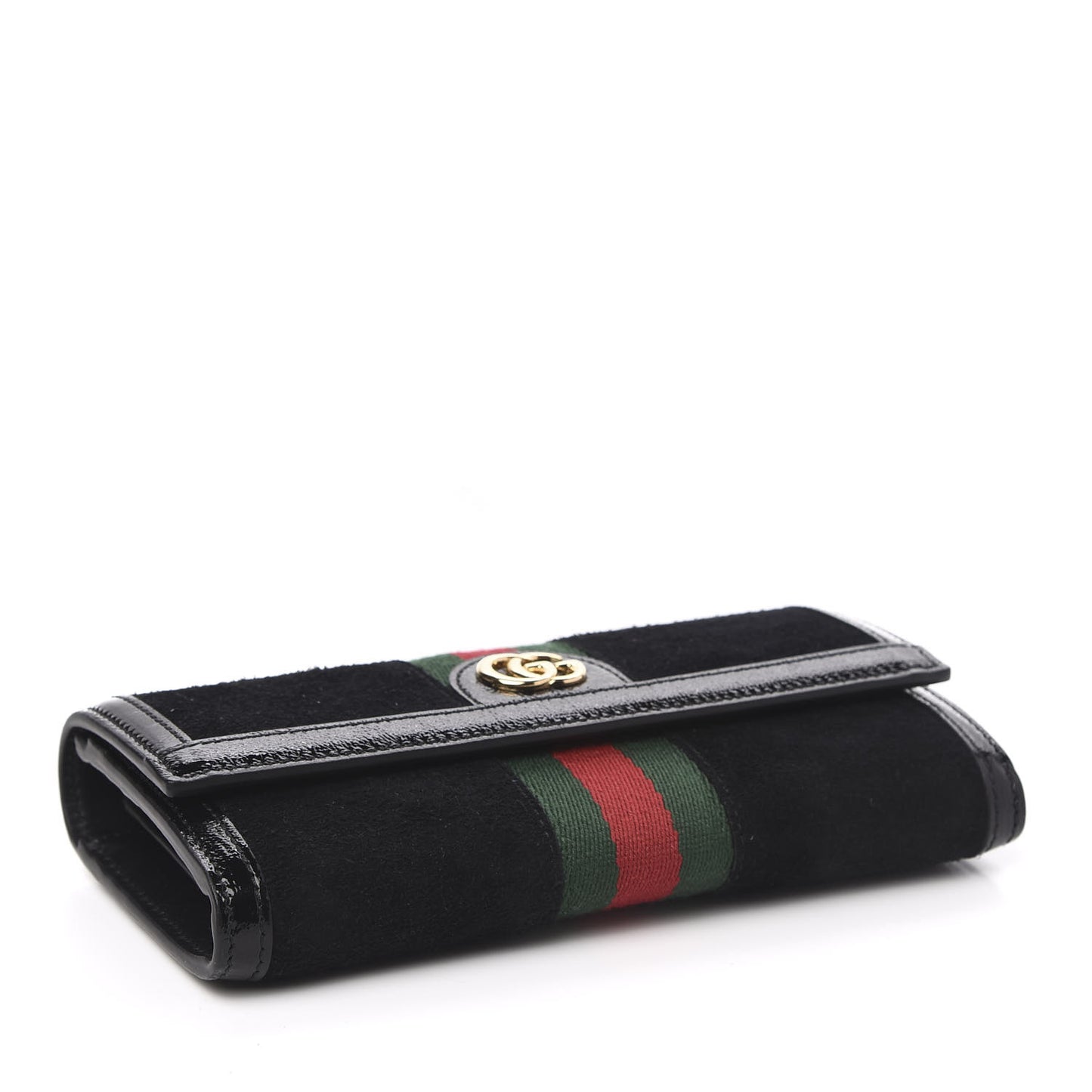 Suede Patent GG Web Ophidia Continental Wallet Black