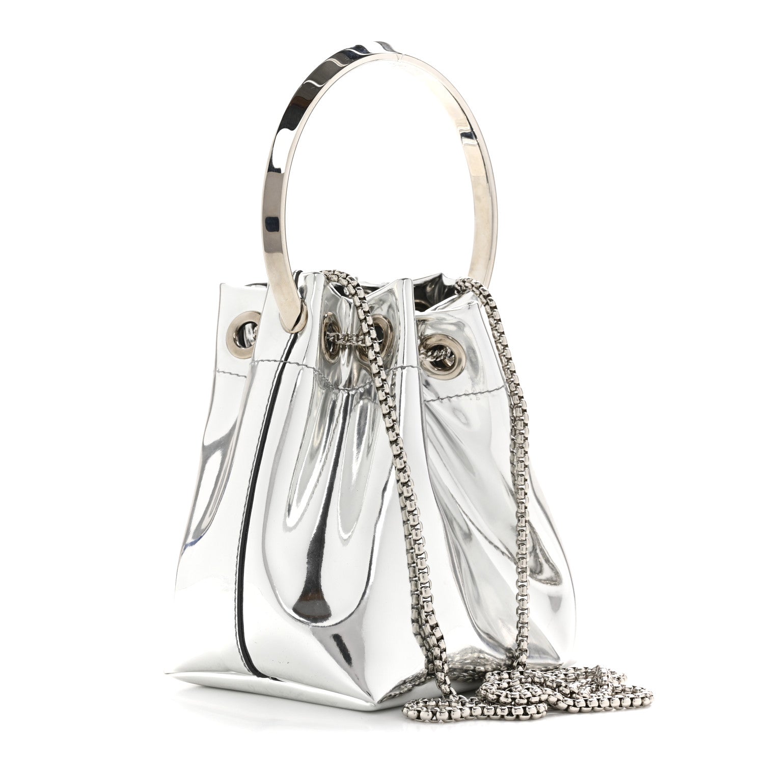 Jimmy Choo Metallic Patent Bon Bon Bag Silver 3 of 14