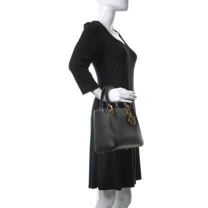 Christian Dior Grained Calfskin Medium Lady Dior Black 2 of 11
