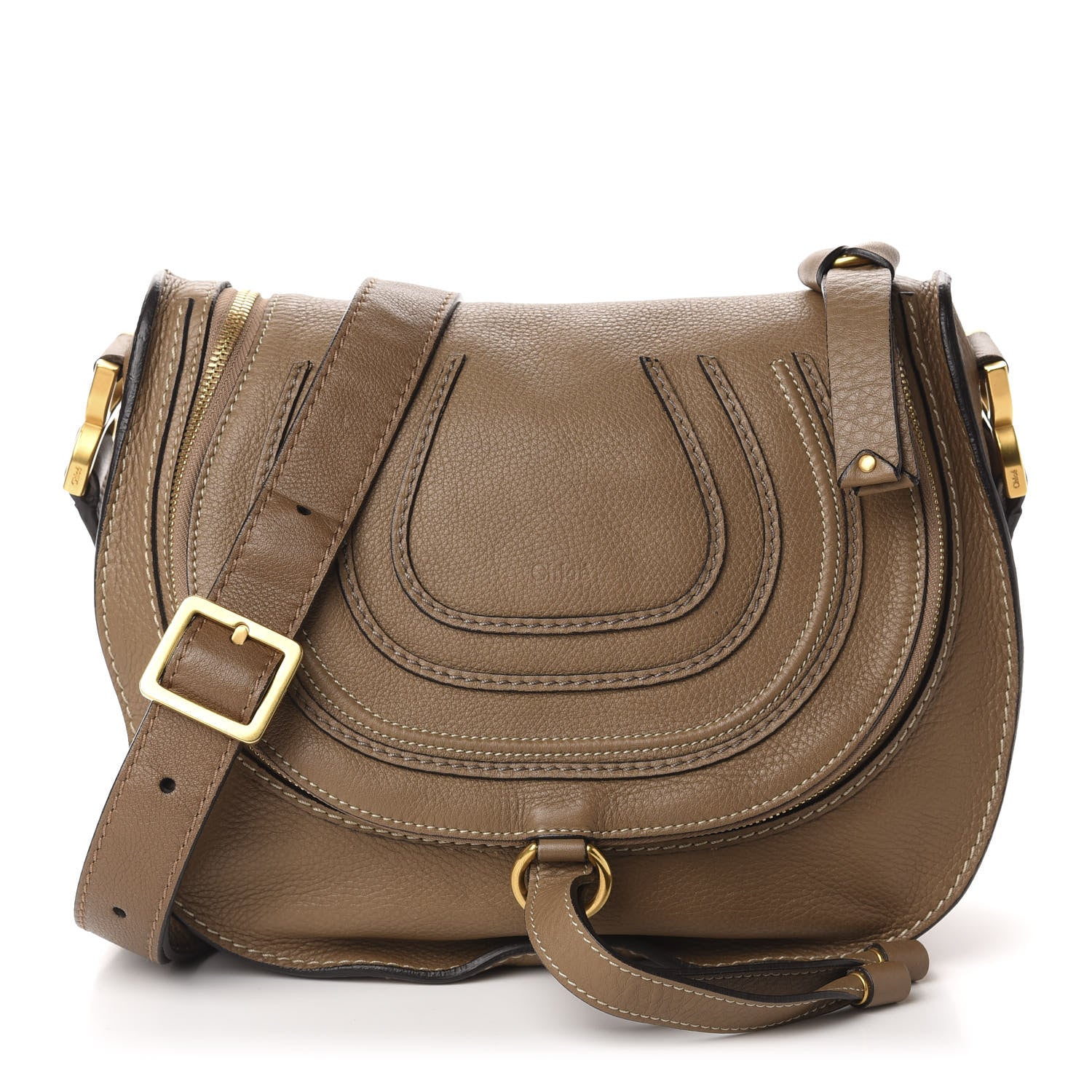 Chloe Calfskin Medium Marcie Round Zip Crossbody Nut 1 of 12