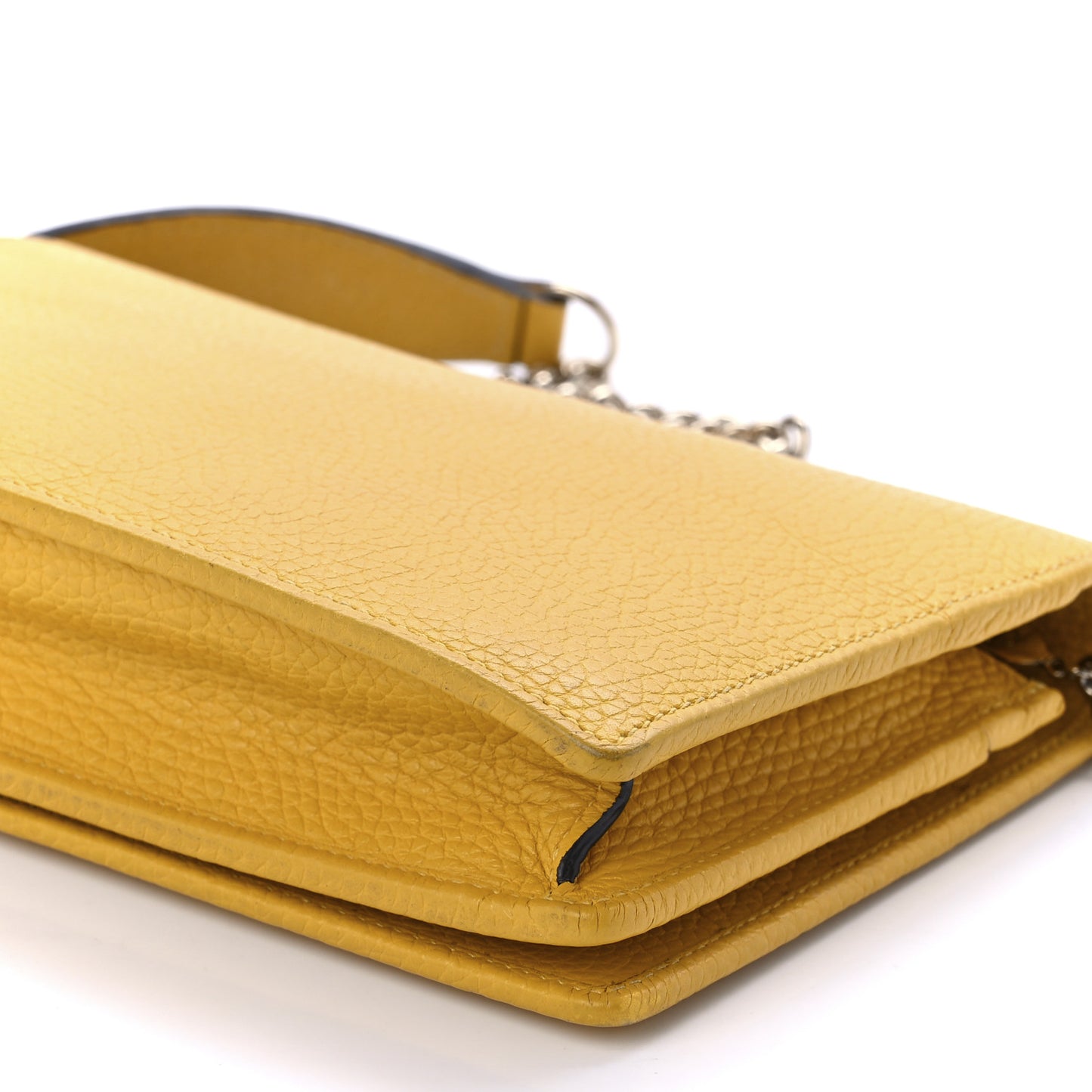 Pebbled Calfskin Soho Wallet on Chain New Buttercup