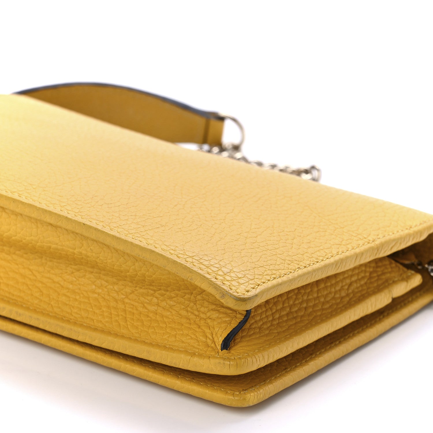 Gucci Pebbled Calfskin Soho Wallet on Chain New Buttercup 10 of 10