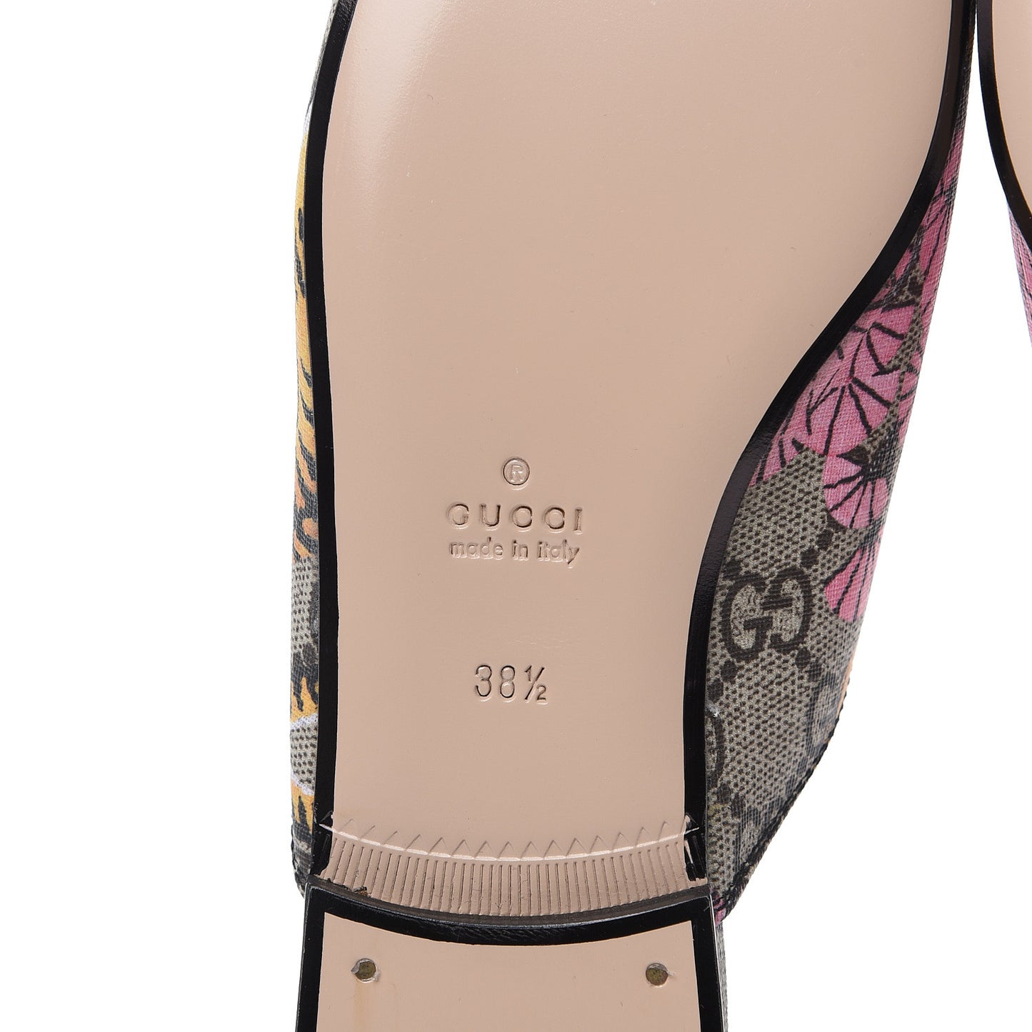 GG Supreme Monogram Bengal Womens Princetown Slippers 38.5 Beige Crop Pink