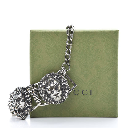 Gucci Metal Lion Heads Necklace Aged Silver 6 of 6