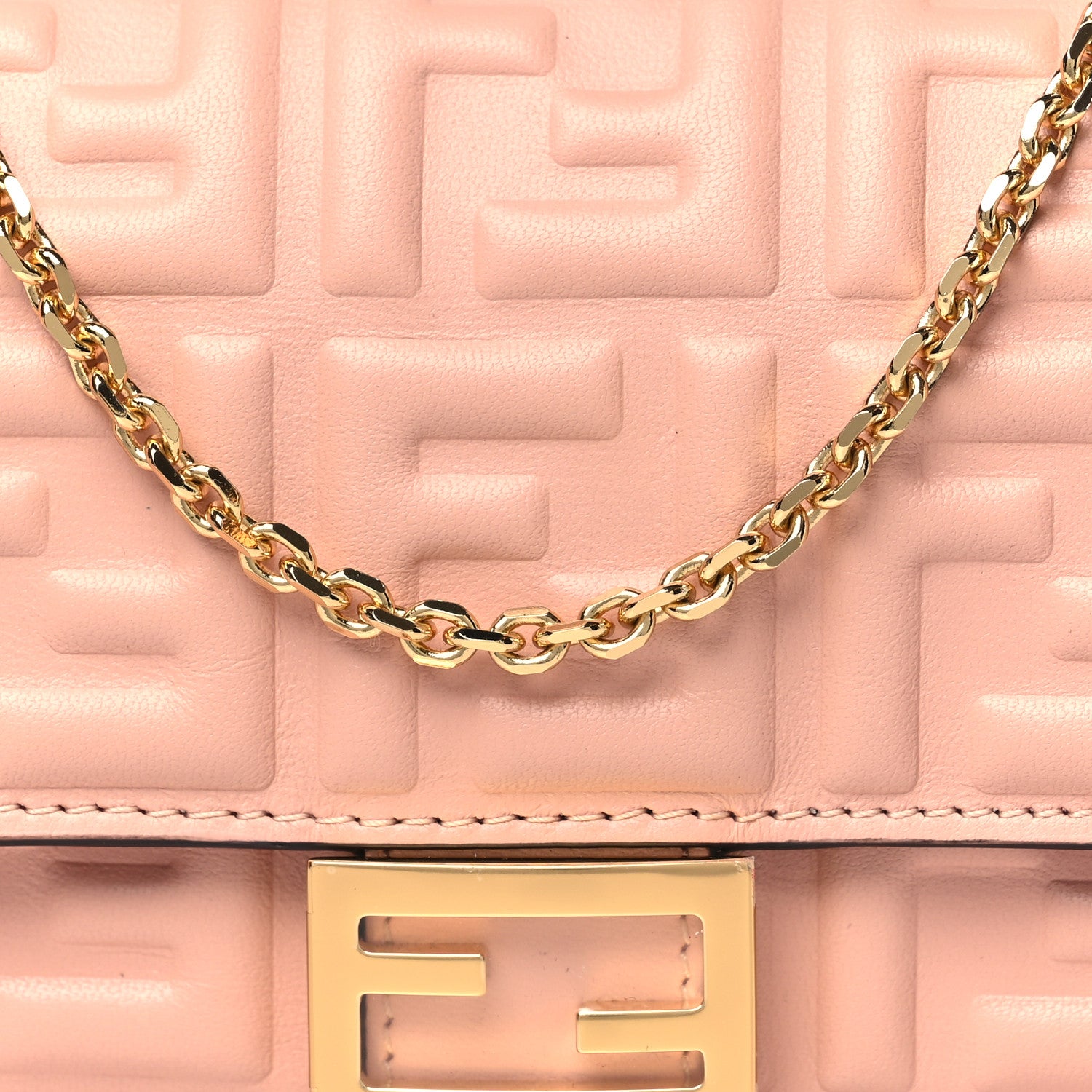 Fendi Nappa Matisse FF Embossed Continental Wallet On Chain Light Pink 8 of 10