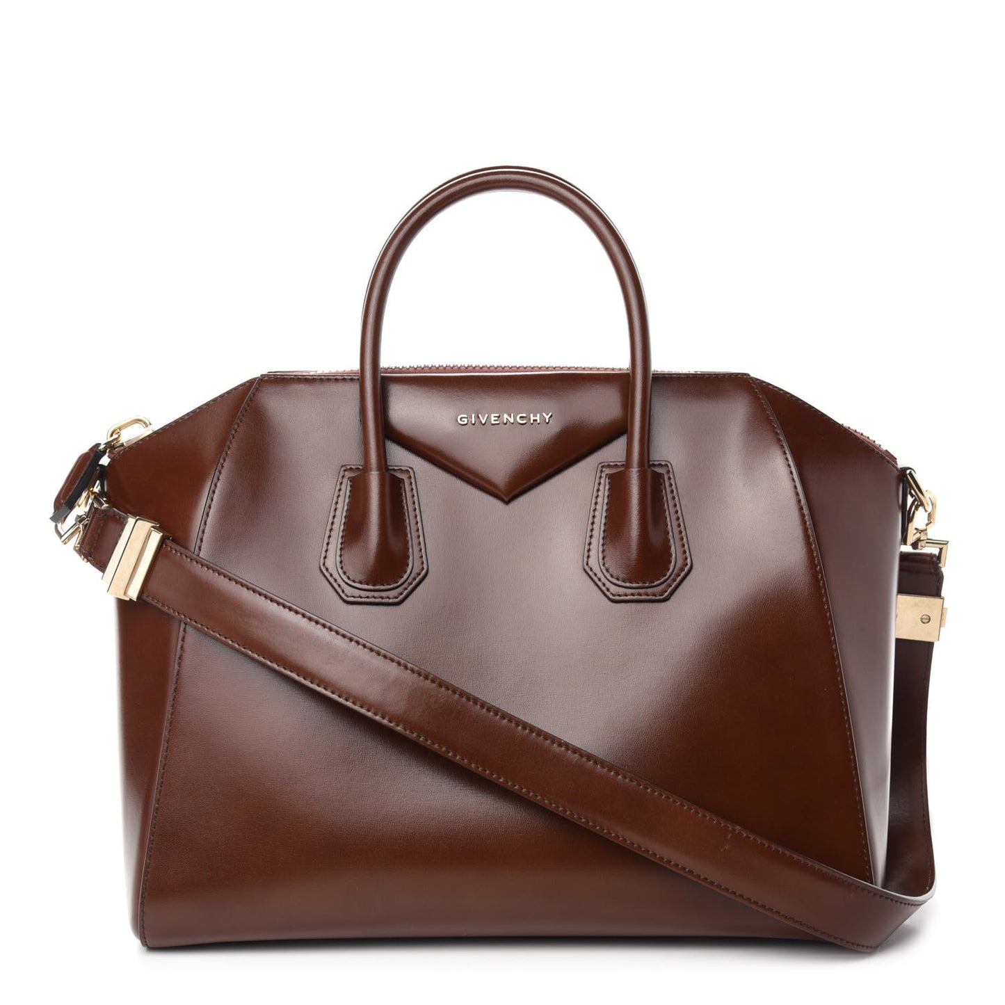 Shiny Lord Calfskin Medium Antigona Brown