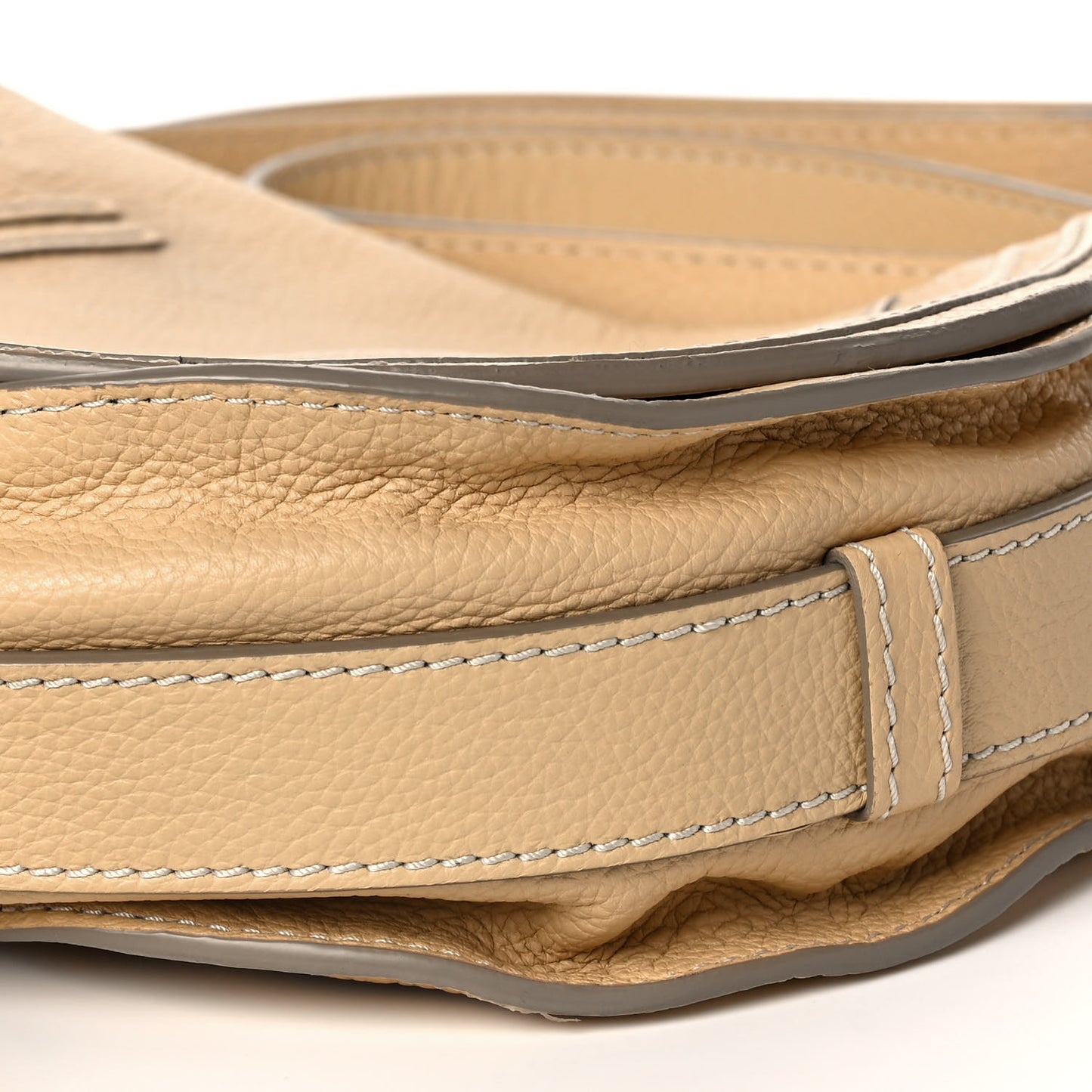 Grained Calfskin Medium Marcie Saddle Bag Cork Beige