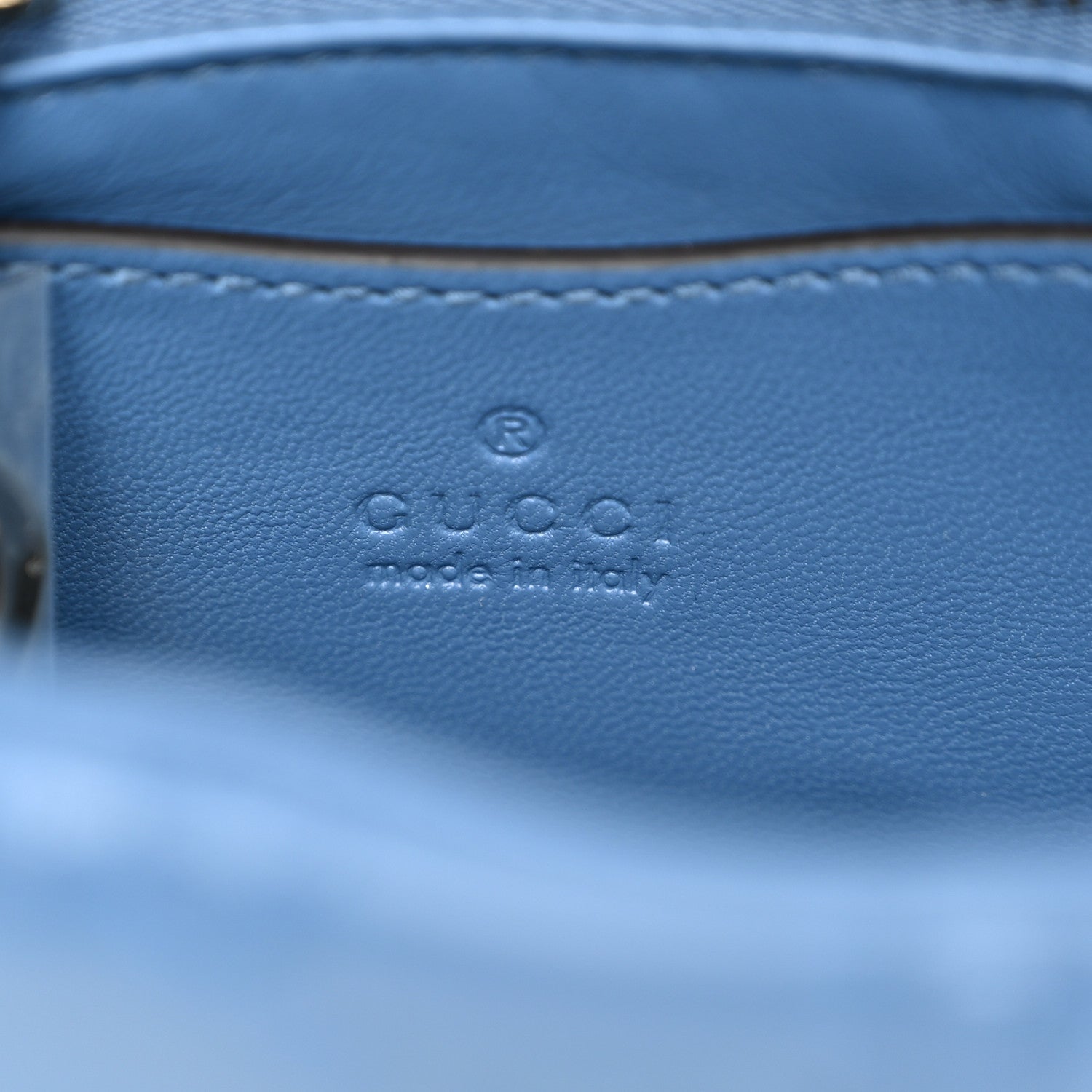 Gucci Lambskin Embossed Mini GG Milano Top Handle Shoulder Bag Blue 6 of 11