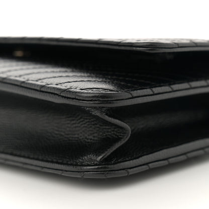 Chanel Caviar Chevron Quilted Wallet On Chain WOC Black 10 of 11