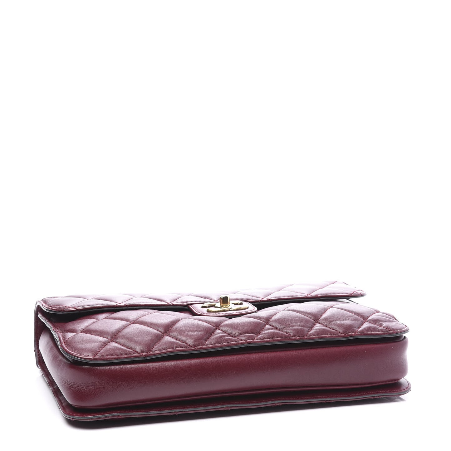 Calfskin Quilted Large Perfect Edge Flap Burgundy