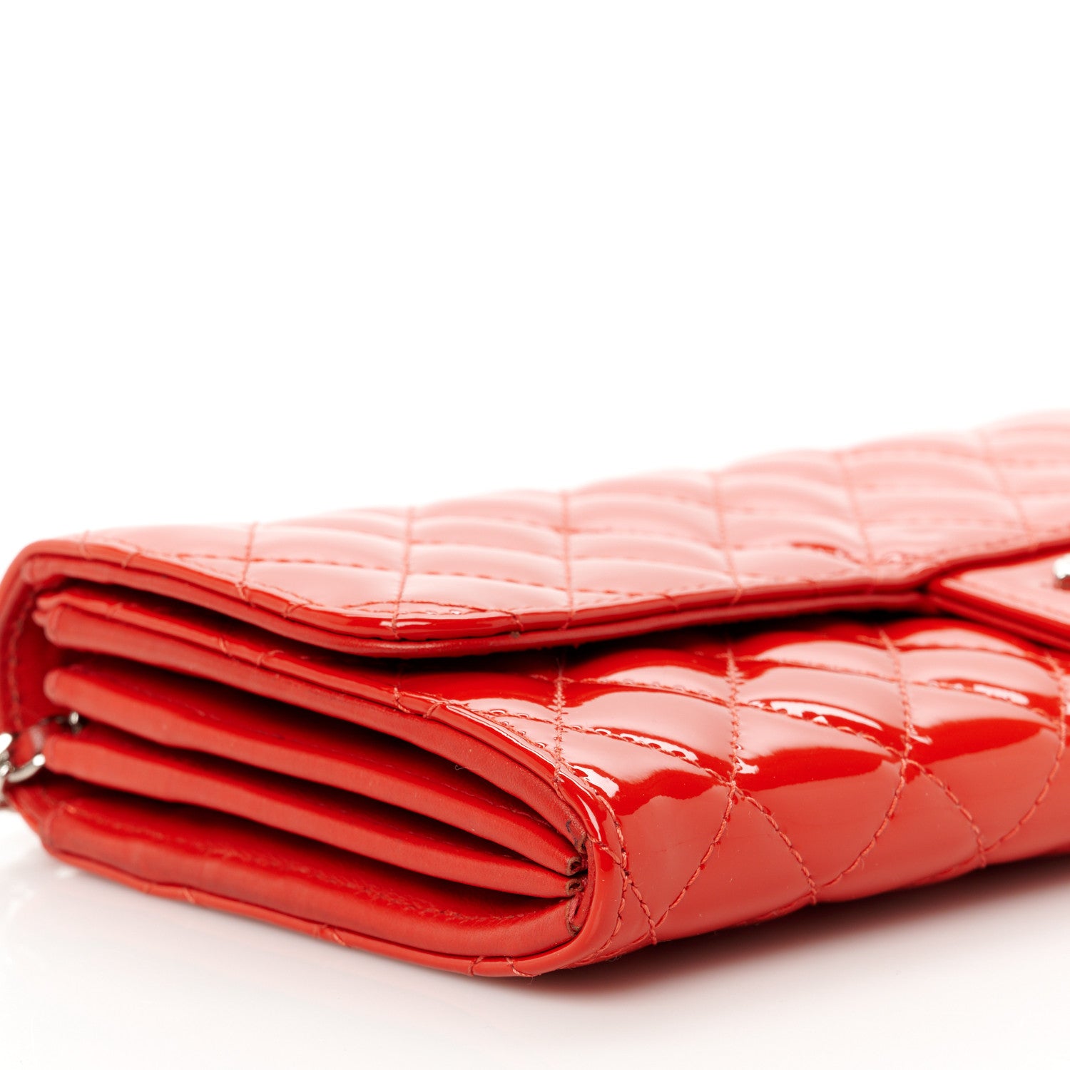 Chanel Patent Calfskin Quilted Brilliant East West Flap Clutch Red 10 of 12