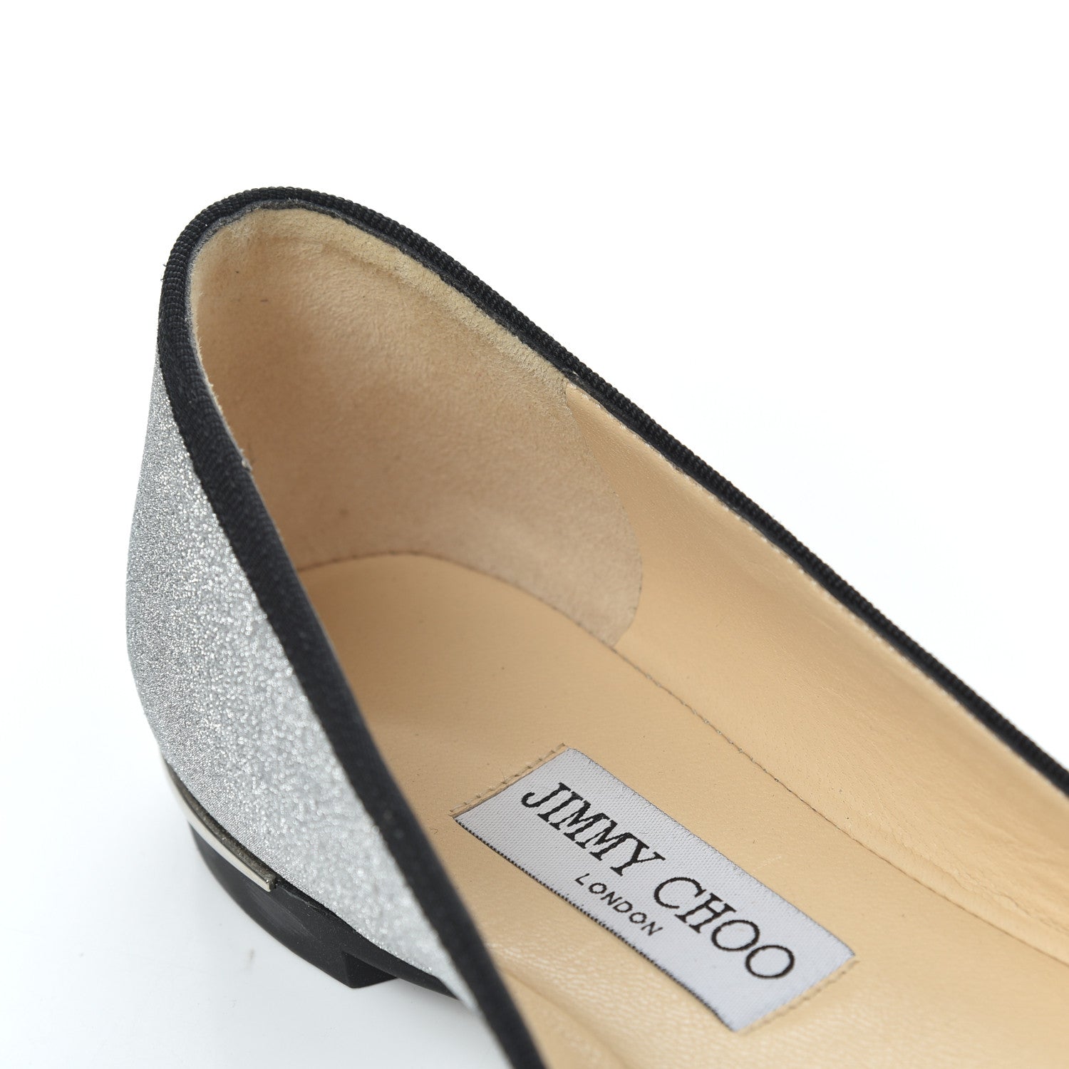 Jimmy Choo Dusty Glitter Ballet Flats 37 Silver 13 of 17