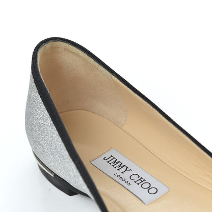 Jimmy Choo Dusty Glitter Ballet Flats 37 Silver 13 of 17