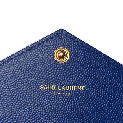 Saint Laurent Grain De Poudre Matelasse Chevron Monogram Flap Wallet Royal Blue 6 of 12