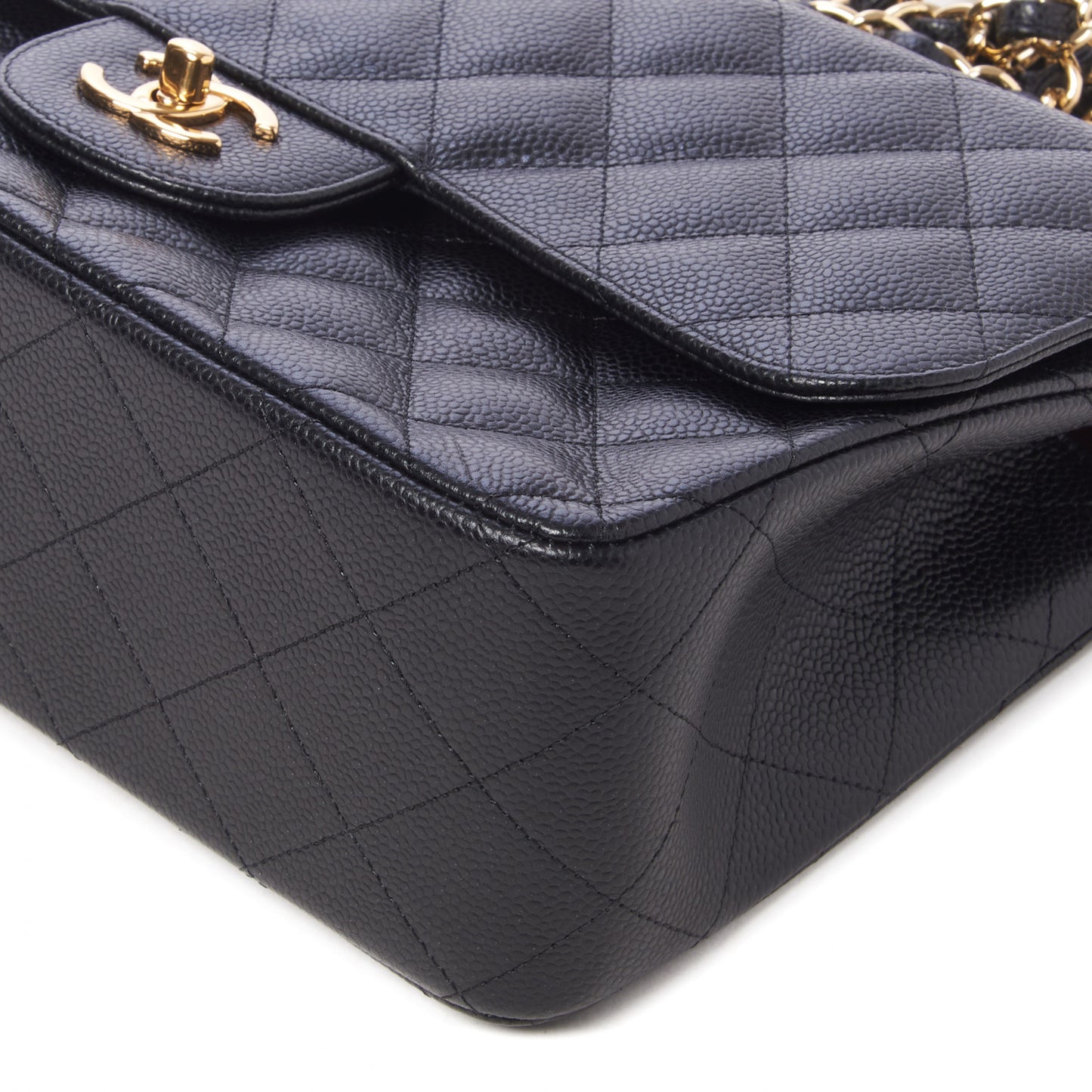 Caviar Quilted Jumbo Double Flap Black