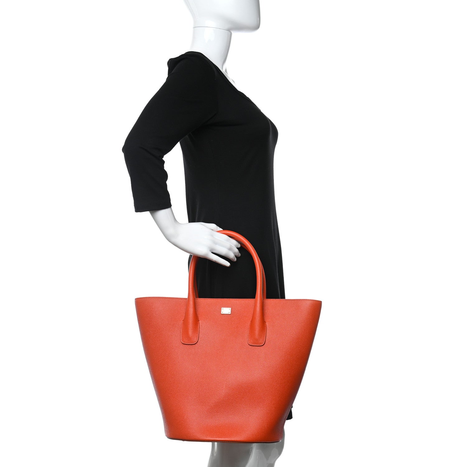 Dolce & Gabbana Textured Calfskin Large Ingrid Bucket Tote Orange 3 of 8