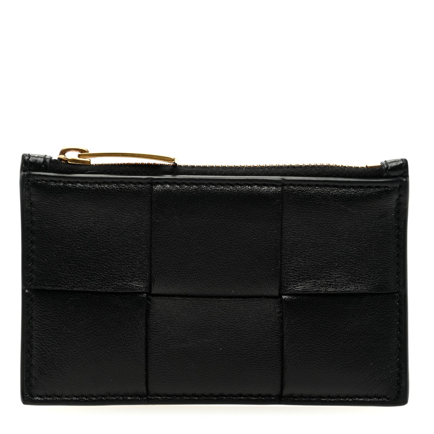 Nappa Maxi Intrecciato Zip Card Holder Black