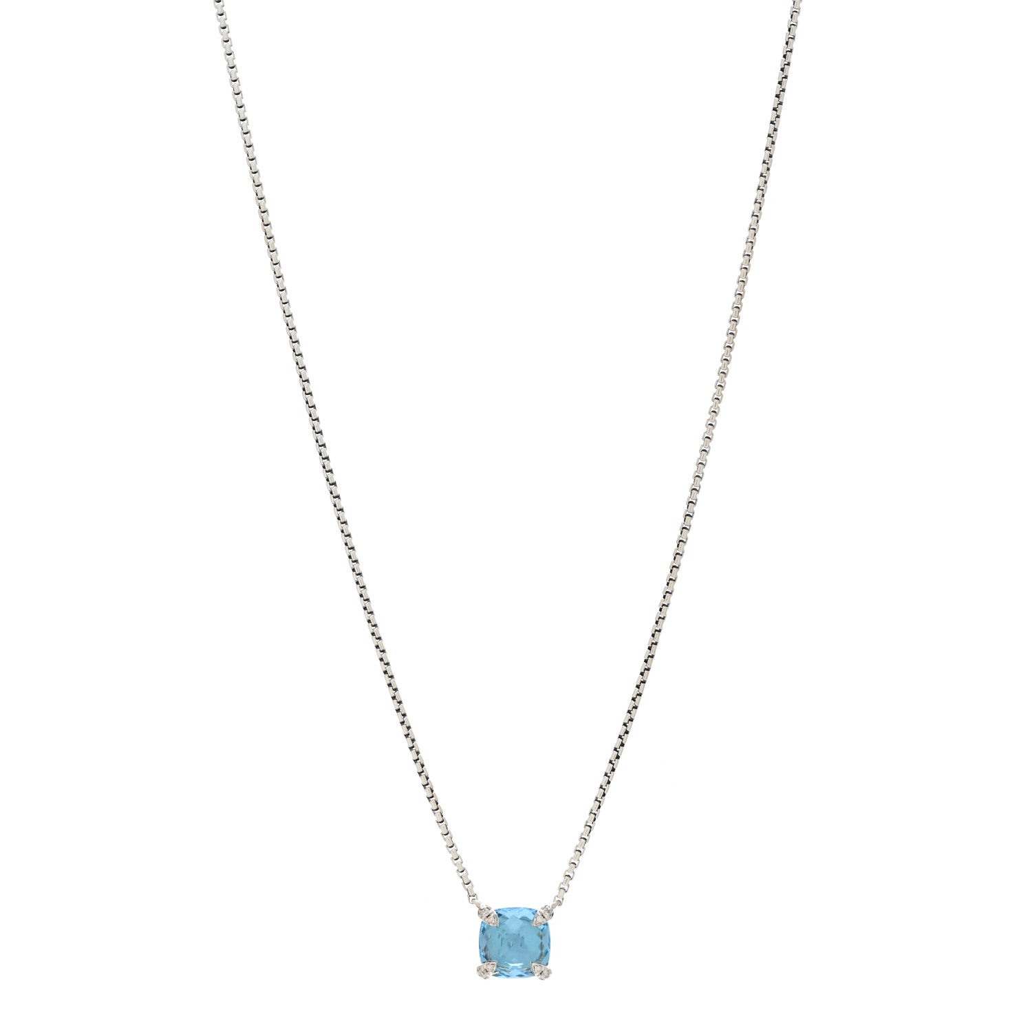 David Yurman Sterling Silver Diamond Blue Topaz 9mm Petite Chatelaine Pendant Necklace 1 of 5